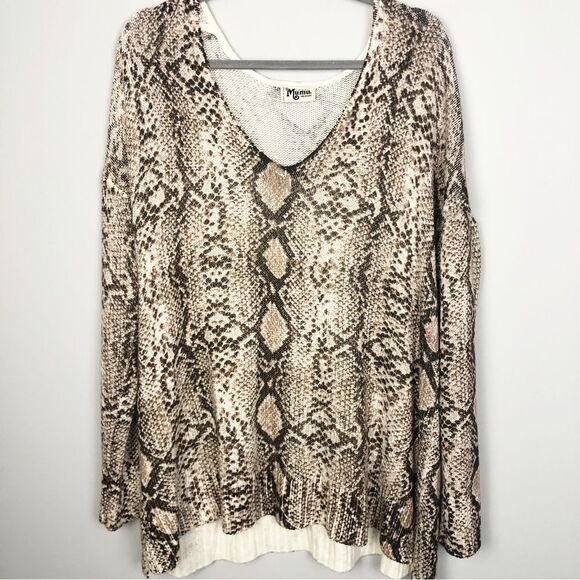 SHOW ME YOUR MUMU | Hug Me Sweater Python Knit Brown Cream Women’s Size Medium - Picture 4 of 12